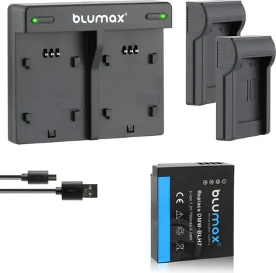 Produktbild von 1x Akku + Lader für Panasonic  DMW-BLH7  Lumix DC GX800 GX850 700 mAh (7,2V)