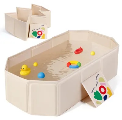 Image de Baignoire pour bébé pliable, de couleur blanche, pour une utilisation en extérieur, adaptée aux enfants de 0 à 8 ans, d'une capacité de 0,1 m³