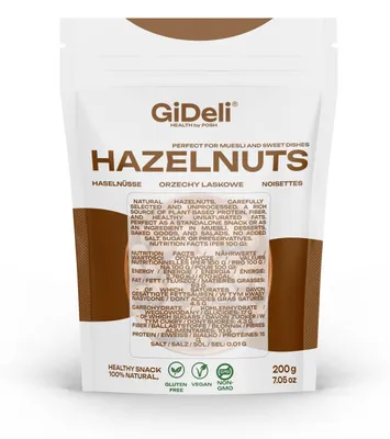 Produktbild von Haselnüsse 200g Geschält Ungesalzen Ganze Naturbelassen Rohkost Backzutat GiDeli