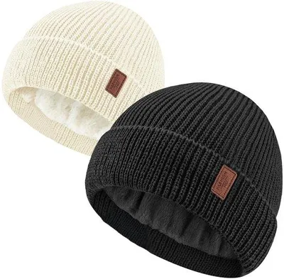 Produktbild von Wollmütze - Dicke, Warme Füllung - Gebreite, Uni-Mütze - Reißfester, Weicher Schal - Für Outdoor-Aktivitäten geeignet - Maschinell waschbar - Wintermütze