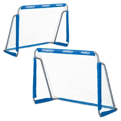 Image de Relaxdays but de foot jardin, set de 2, enfants & adultes, HBT 110 x 150 x 75 cm, métal, buts stables pour le foot, bleu