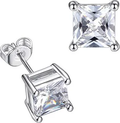 Produktbild von INF Quadratische Zirkon-Ohrringe - 1 Paar Silber