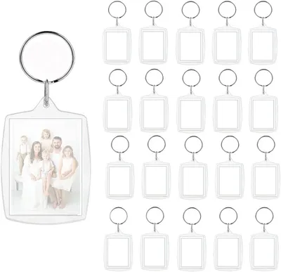 Image de Porte-clés en acrylique, 20 pièces, 5,5 x 4 cm, transparent, pour photos
