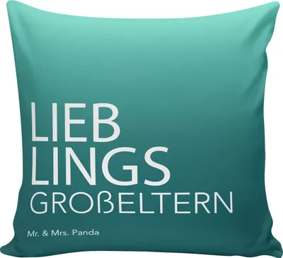 Produktbild von Mr. & Mrs. Panda 40x40 Kissen Großeltern - Aquarellblau - Geschenk, Sofakissen, Kuschel, Geburtstag, Großvater, Dekokissen, kuschelkissen, Geschenkidee, Omi, Polster