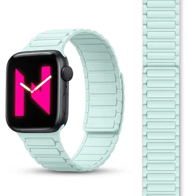Obrázek produktu pro Náramek Nexus pro Apple Watch Ultra/SE/10/9/8/7/6/5/4/3/2/1, magnetický silikonový náramek s drážkou - 42/44/45/46/49 mm, ledově modrý