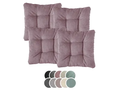 Produktbild von Stuhlkissen 4er Set | Sitzkissen Kord altrosa 38 x 38 x 6 cm | Für Garten, Küche & Esszimmer | XDREAM