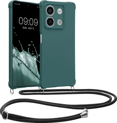 Produktbild von kwmobile Necklace Case kompatibel mit Xiaomi Redmi Note 13 5G Hülle - Cover mit Kordel zum Umhängen - Silikon Schutzhülle Petrol