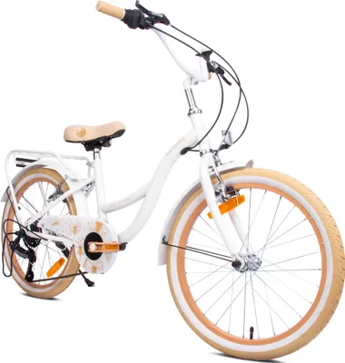 Produktbild von Mädchen fahrrad 20 Zoll mit SHIMANO 6-Gang Flower Bike ecru weiß