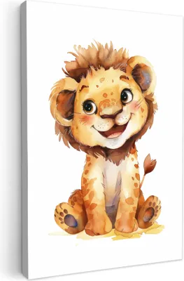 Produktbild von Leinwand Bilder 20x30 cm - Kinder Tiere - Löwe, Bilder, Wanddeko, Wandbilder Wohnzimmer