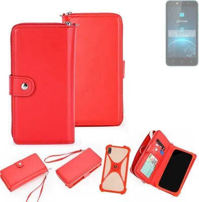 Produktbild von K-S-Trade 2in1 Schutzhülle Portemonnee Handyhülle mit Bumper kompatibel mit Lava Z21 Hülle Case Etui Geldbörse Smartphone rot (1x)