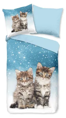 Productafbeelding van Good Morning Kinderdekbedovertrek "Family" - Blauw - (135x200 cm) - 100% Katoen