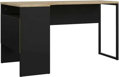 Produktbild von Schreibtisch Patience, Mehrzweckschreibtisch, Bürotisch für PC, Eckschreibtisch, 145x81 h77 cm, Schwarz und Eiche