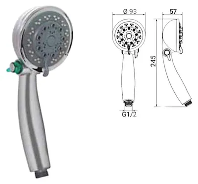 Produktbild von Handbrause ABS 5 Strahlarten mit Wassersparventil verchromt