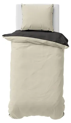Produktbild von Biber Bettwäsche 135x200 cm 100% Baumwolle Feinbiber Uni Einfarbig Bettbezug Wendeseite Beige Anthrazit 2 teilig