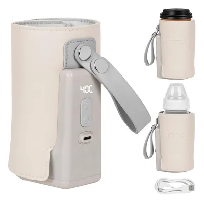 Produktbild von Lionelo Thermup Go Plus Mobiler Flaschenwärmer, Akku 3000 mAh, USB-C, 5 Temperaturstufen, LCD-Display, BPA-frei- Beige