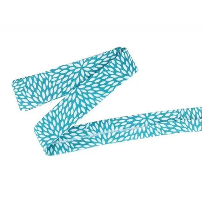 Produktbild von Schrägband 3 m x 20 mm - Hellblau mit weißen Blütenblättern