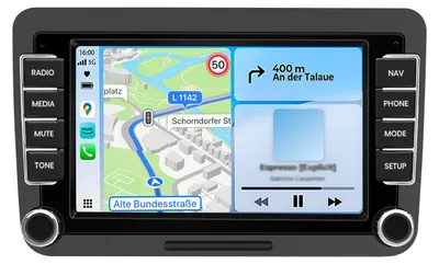 Immagine prodotto di Autoradio CarPlay e Android per VW Polo 6R, Golf 5 e 6 Plus, Passat B6 e B7, T5, Touran 1T1 e 1T2, Tiguan 5n, EOS, Beetle; navigatore GPS, RDS, FM, 2+64 GB