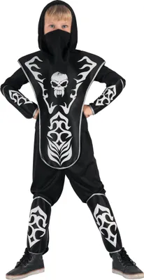 Produktbild von Totenkopf Ninja Jungen-Kostüm schwarz-weiß - 92/104 (3-4 Jahre)