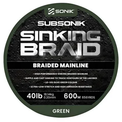Produktbild von Sonik Subsonik Sinking Braid 40lb 0,20mm - 600m geflochtene Angelschnur