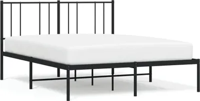 Produktbild von vidaXL Bettgestell mit Kopfteil Metall Schwarz 120x200 cm