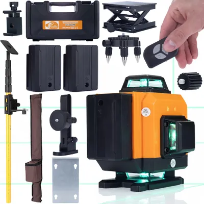 Image de Rosfix Kit Orange Tiger ROT16L – Laser 16 Lignes avec Perche Télescopique de 400 cm, IP54, 532 nm, 360°, 0,2 mm/10 m