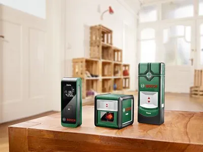 Produktbild von Bosch Truvo-Detektor (einfache Ein-Knopf-Bedienung, Wandscanner zum Aufspüren von stromführenden Drähten und Metallen)