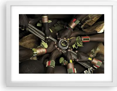 Produktbild von Gerahmtes Poster - Weißer Rahmen - Äthiopien Ritual Stamm - 40x30 cm - Wand Bild - Wanddeko - Wandbilder - Kunstposter - Wandposter - Bilderrahmen - Bilder - Kunstdruck - Wandbild - P2WAA40x30-4146