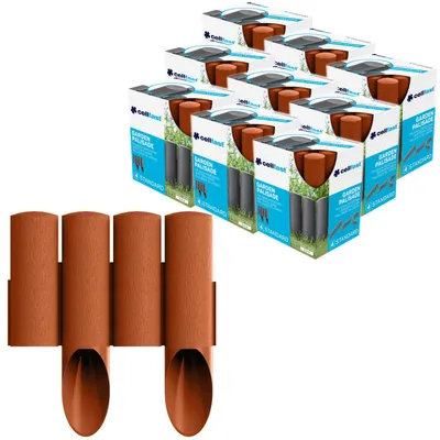 Produktbild von Cellfast-Gartenzaun Holzoptik frostbeständig Länge 20,7 m ziegelrot 34-043
