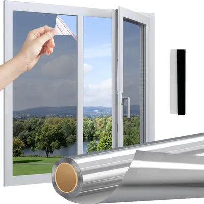 Fensterfolie selbstklebend Sichtschutz UV-Schutz 90x400 cm Silber
