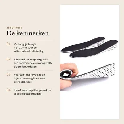 Productafbeelding van Ademende schuininlegzolen met hakverhoging - Comfortabele inlegzolen - 2,3 cm - Onzichtbaar