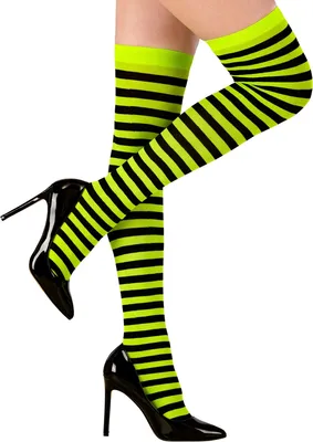 Produktbild von Gestreifte Overknees für Damen neongelb-schwarz