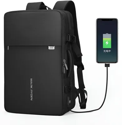Productafbeelding van CarryQuest® - Herenrugzak 40L, uitbreidbaar, rugzak voor laptop tot 17 inch, zwart