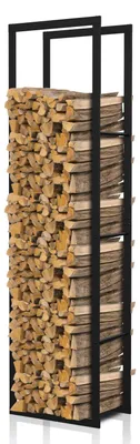 Immagine prodotto di Ikodm, scaffale per legna da ardere, 100 x 100 x 25 cm, scaffale in metallo nero, monopezzo, capacità di carico fino a 150 kg, stabile e salvaspazio