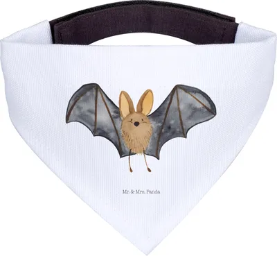 Produktbild von Mr. & Mrs. Panda Bandana Fledermaus Flügel - Weiß - Geschenk, Hunde-Bandana, Hundehalstuch, Dreieckstuch, Lustige Sprüche, Hunde Halstuch, Hals Tuch