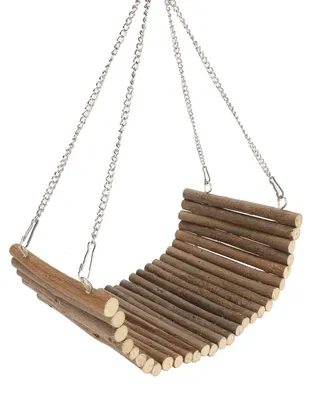 Produktbild von Watris Veiyi Holzschaukel, 15 x 35 cm, Hamster-Hängematte, Schaukel, Kaninchenspielzeug, Ruheplattform für Hamster, Ratten und Gerbile