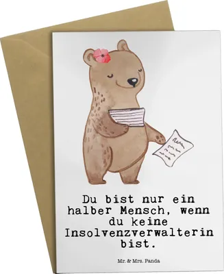 Produktbild von Mr. & Mrs. Panda Grußkarte Insolvenzverwalterin Herz - Weiß - Geschenk, einladungskarten, Grußkarten, weihnachtskarten, osterkarten, genesungskarte