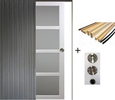Immagine prodotto di Porta scorrevole Tana bianca con vetro H204 x L63 cm, incasso, kit finitura Gd Menuserie