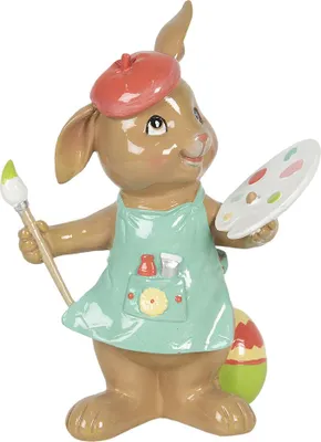 Obrázek produktu pro Clayre & Eef figurka králíka 16x10x21 cm hnědá modrá plastová