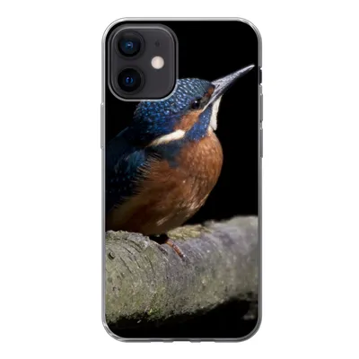 Produktbild von MuchoWow® Handyhülle Schutzhülle Hülle für iPhone 12 Eisvogel - Zweig - Federn - Schwarz Silikon Softcase Handy Hülle - Schutzhülle