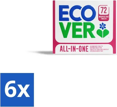 Produktbild von Ecover - All-in-One Geschirrspültabs - Zitrone & Mandarine - 72 Tabs - Vorteilspack - 6 Stücke