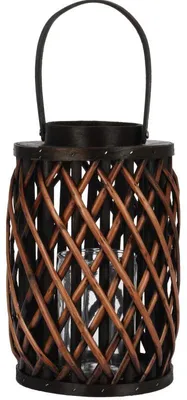 Image de Lanterne de bougie 30 cm en saule brun KO-438900050