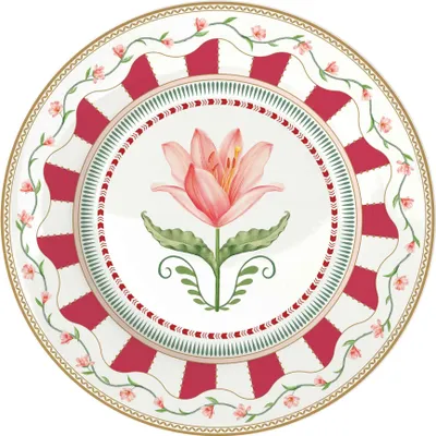 Produktbild von Kuchenteller FLOWERY Blumen D. 19cm weiß rosa rot aus Porzellan Easy Life