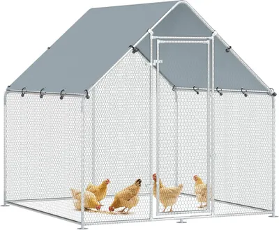 Produktbild von Freilaufgehege 2x2x2 m begehbar, Hühnerstall Stahl mit UV-Dach, Silber