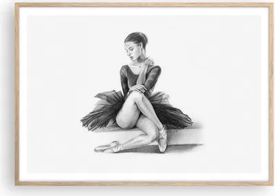 Produktbild von Gerahmtes Poster - Rahmen in heller Eiche - Ballerina Zeichnung Bleistift - 100x70 cm - Wand Bild - Wanddeko - Wandbilder - Kunstposter - Wandposter - Bilderrahmen - Bilder - P2NAA100x70-4496
