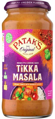 Produktbild von Patak's Tikka Masala Sauce 450g – Cremig-würzige indische Gewürzsauce für Hähnchen & Gemüse