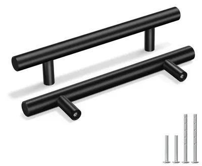 Möbelgriffe Küche, schwarz, 25 Stück, Edelstahl, 128 mm