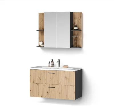 Produktbild von Badmöbel-Set Livinity Ronco Anthrazit/Artisan-Eiche 3-teilig, Model 62265