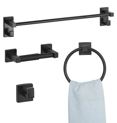 Produktbild von VEVOR Badezimmer Hardware Zubehör Set aus SUS201 Edelstahl (4-TLG.) inkl. Handtu