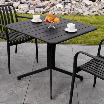 Produktbild von di volio Gartentisch MIRIA - 80x80cm, Gartentisch wetterfest aus Metall, Balkontisch quadratisch, Outdoor Tisch für Garten & Terrasse schwarz