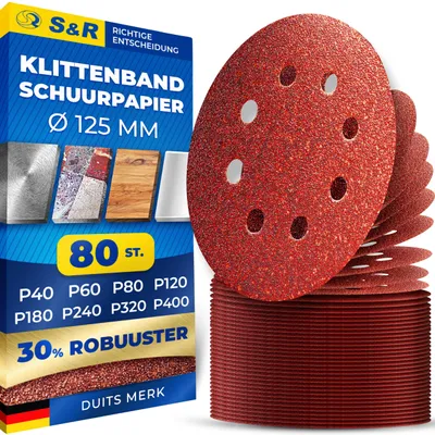 Produktbild von Schleifpapier, Schleifscheiben, 125 mm, 80 Stück, 8-Lochung – Körnung P40 bis P240